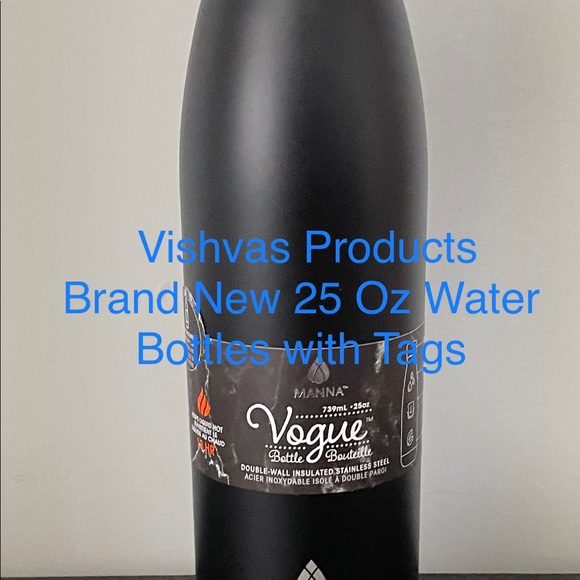 Manna Vogue 25 OZ Water Bottle Black Double Insulation 18/8 Stainless Steel - Picture 1 of 11